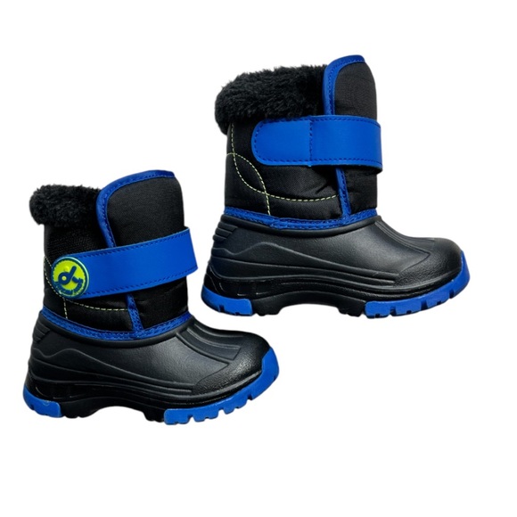 Little Boys Black & Blue Fur Lined Winter Boots Toddler Size EU 23 - Picture 3 of 11
